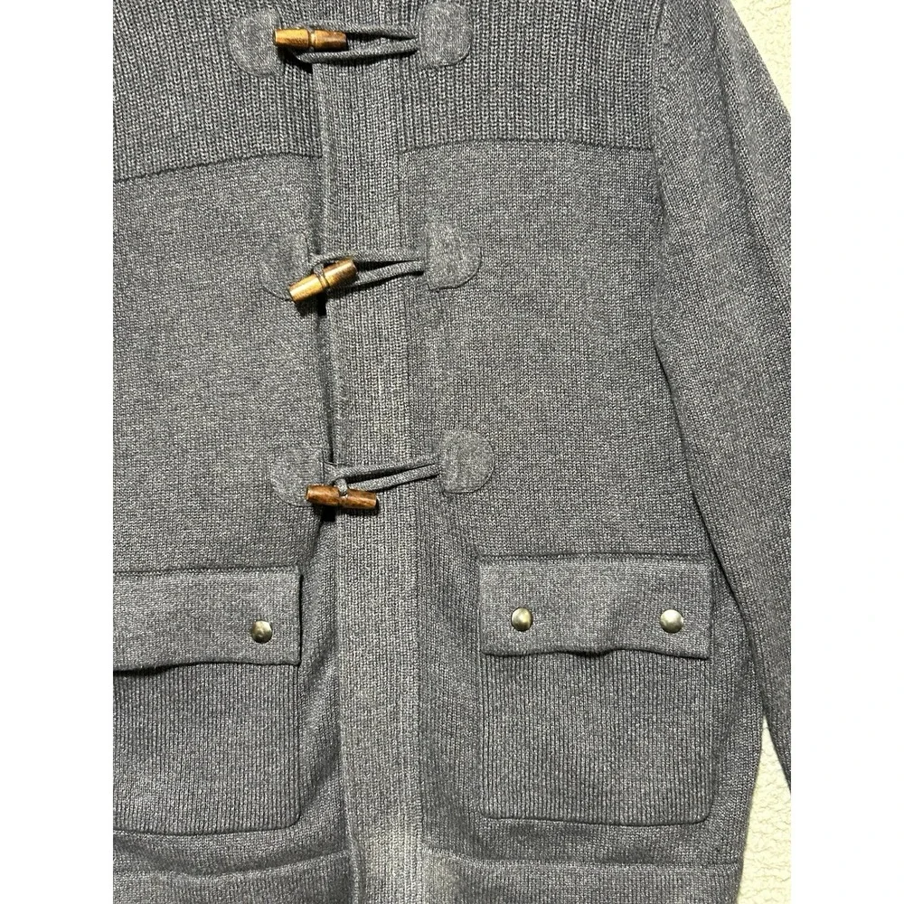 Banana Republic Toggle Full Zip Cardigan Men Medium Smoky Blue Fisherman Classic